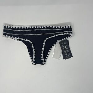 Same Swim Women's Black Embroidered Bikini Bottom Size Large